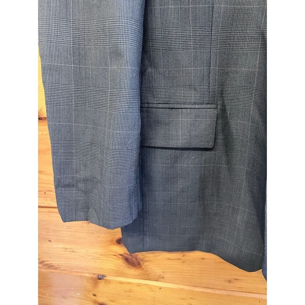 44R Lauren Ralph Lauren Sport Coat Men’s Gray Plaid Houndstooth Wool Jacket